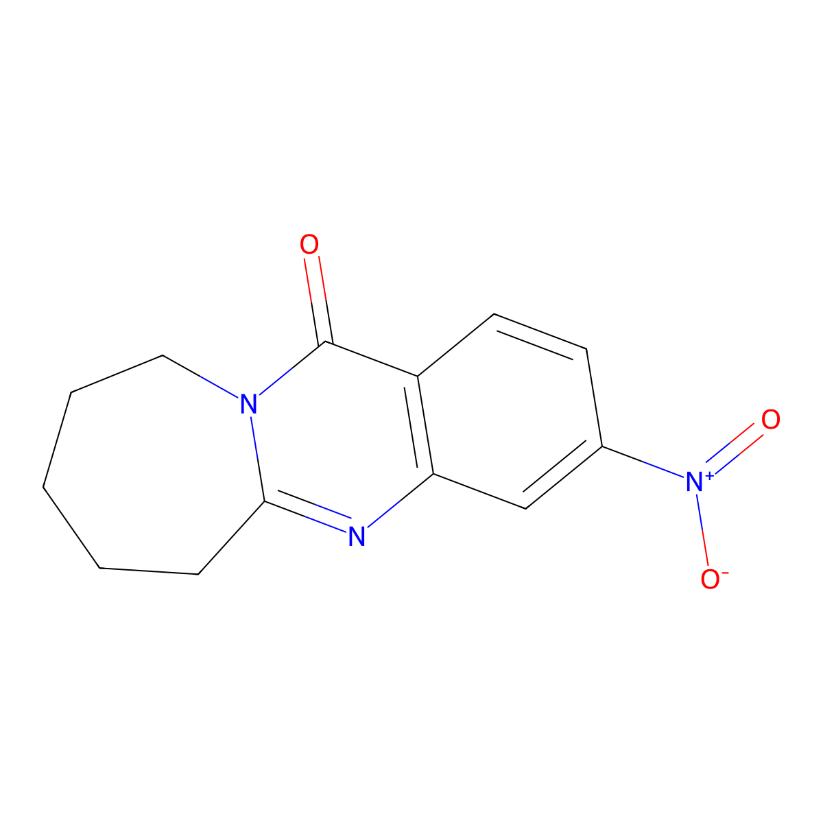7,8,9,10-Tetrahydro-3-nitroazepino(2,1-b)quinazolin-12(6H)-one molecular structure, CAS 61938-72-5
