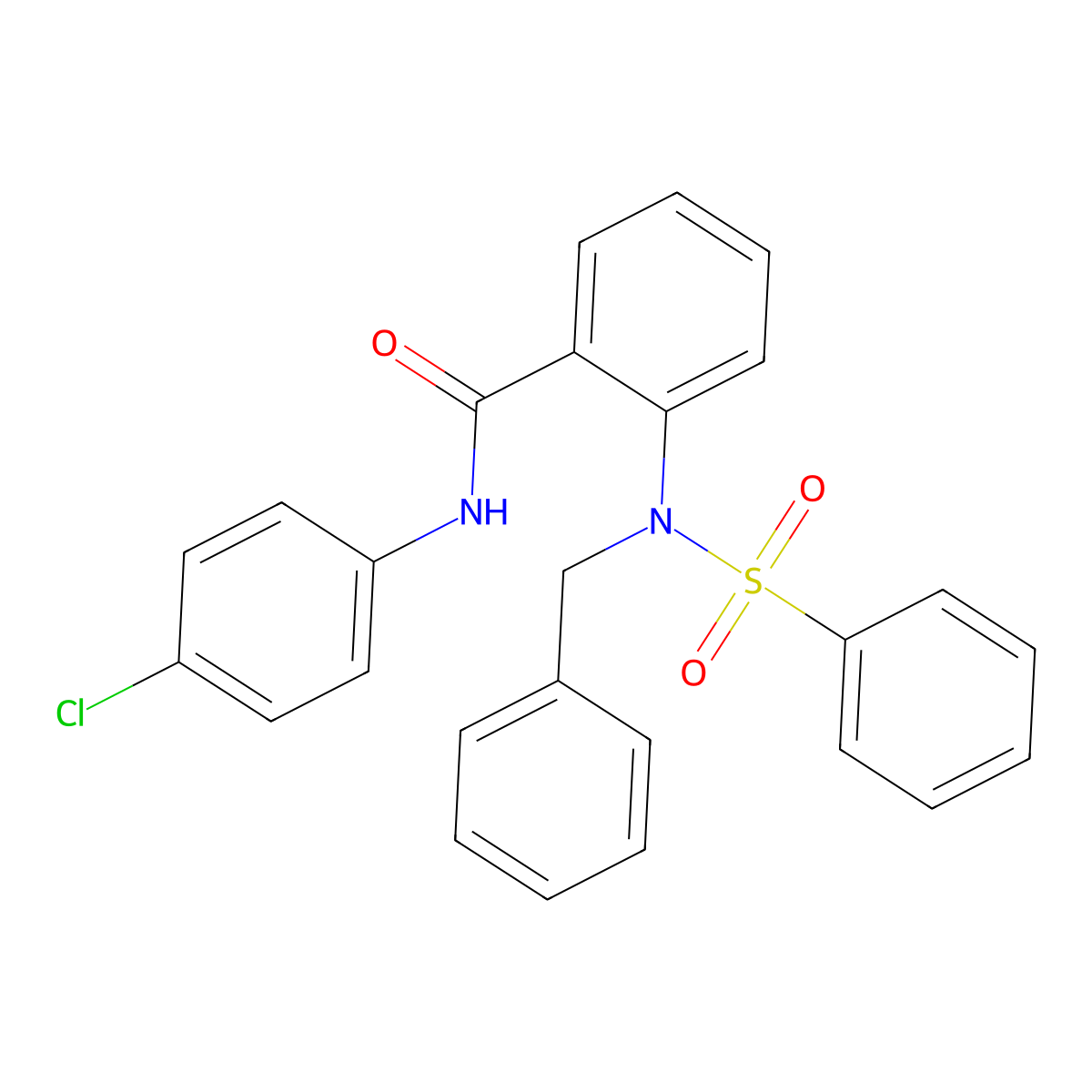 2-[(Benzenesulfonyl)(benzyl)amino]-N-(4-chlorophenyl)benzamide molecular structure, CAS 6194-61-2
