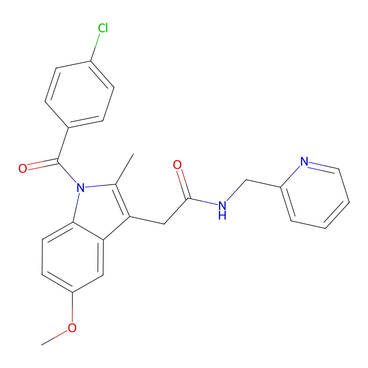 2-[1-(4-chlorobenzoyl)-5-methoxy-2-methylindol-3-yl]-N-(pyridin-2-ylmethyl)acetamide molecular structure, CAS 61941-84-2