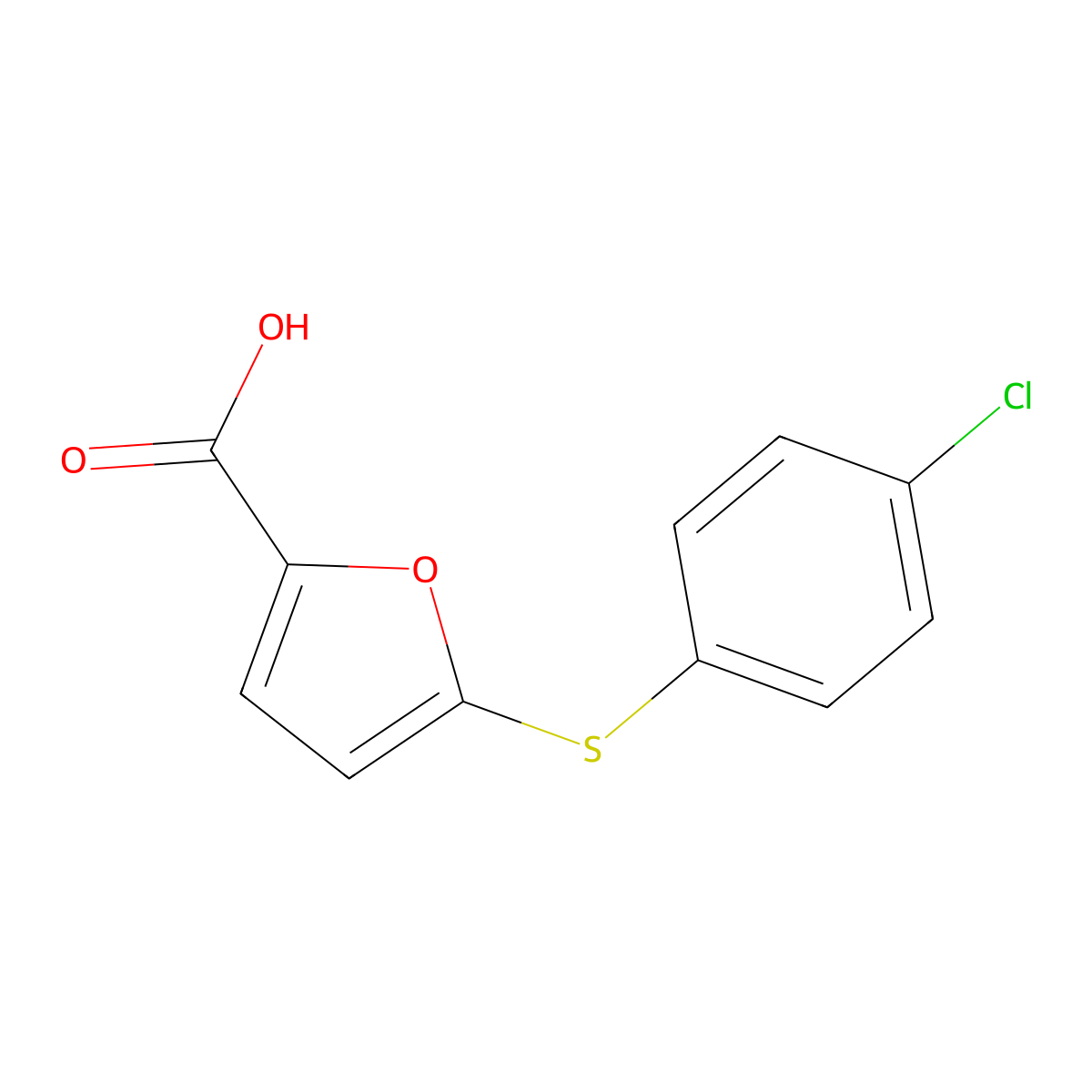 5-((4-Chlorophenyl)sulfanyl)furan-2-carboxylic acid molecular structure, CAS 61942-22-1