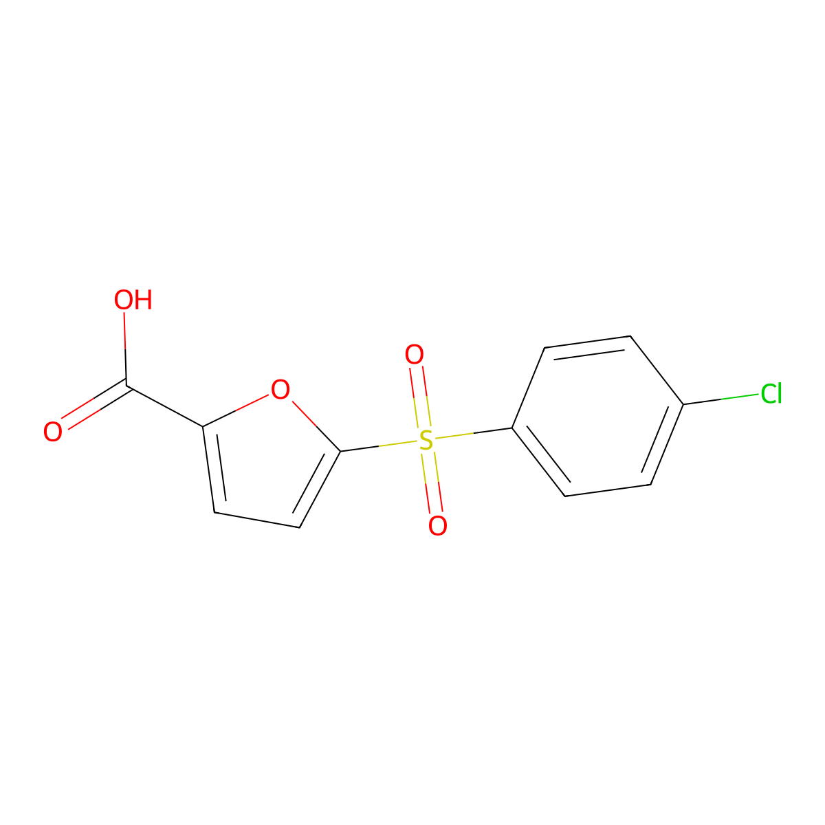 5-[(4-Chlorophenyl)sulfonyl]furan-2-carboxylic acid molecular structure, CAS 61942-29-8