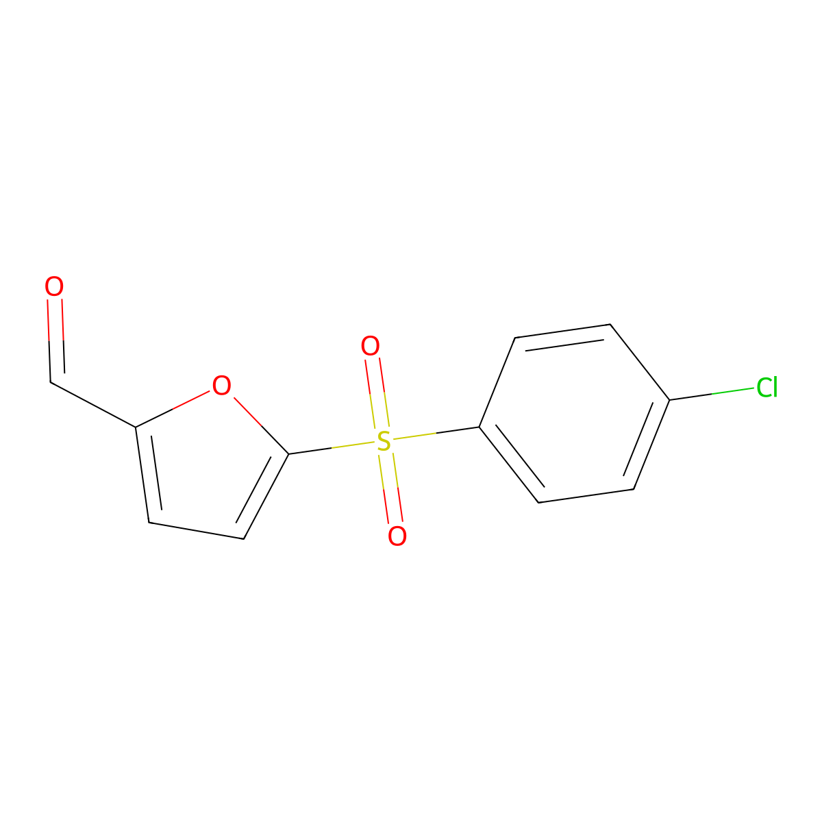 2-Furancarboxaldehyde, 5-[(4-chlorophenyl)sulfonyl]- molecular structure, CAS 61942-49-2