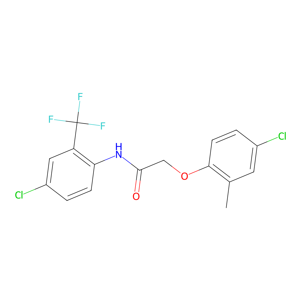 2-(4-chloro-2-methylphenoxy)-N-[4-chloro-2-(trifluoromethyl)phenyl]acetamide molecular structure, CAS 6195-34-2