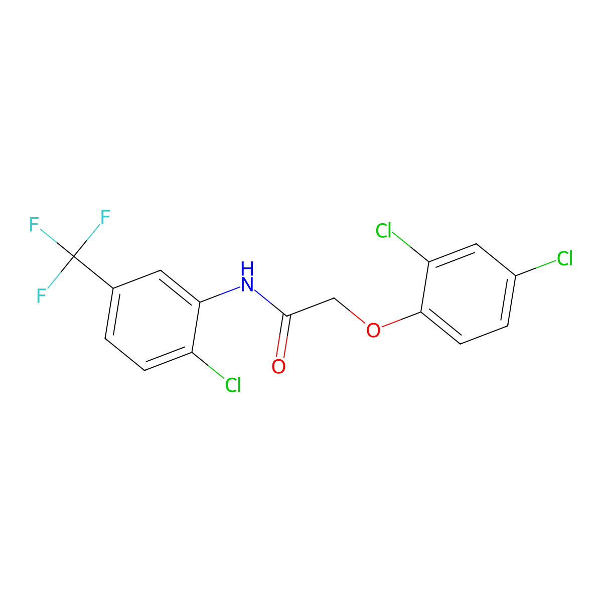 2'-Chloro-2-(2,4-dichlorophenoxy)-5'-(trifluoromethyl)acetanilide molecular structure, CAS 6195-37-5