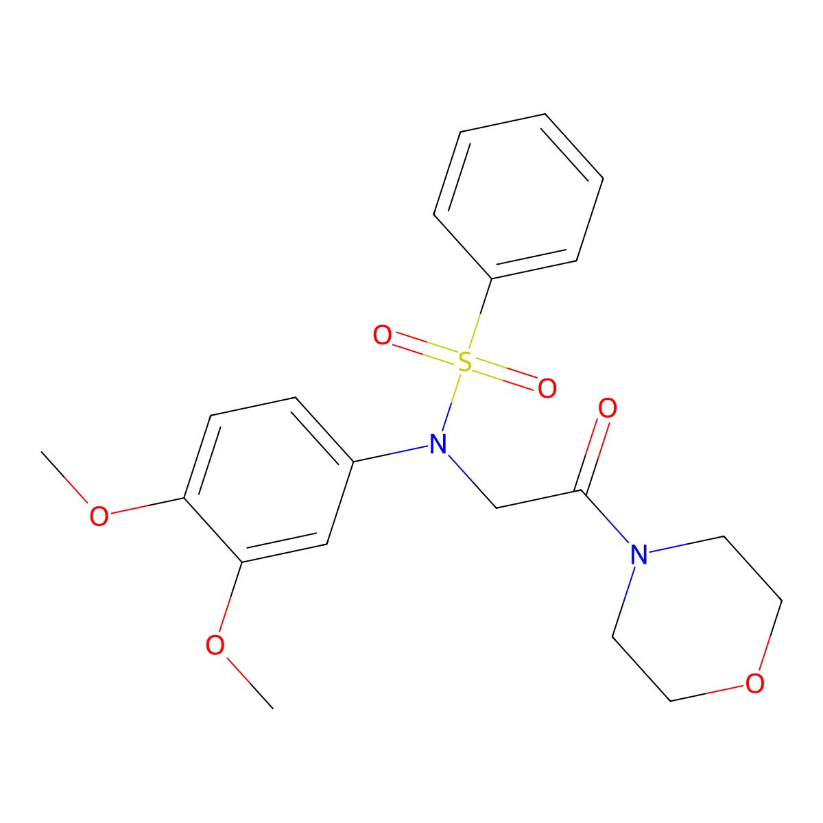 N-(3,4-dimethoxyphenyl)-N-(2-morpholin-4-yl-2-oxoethyl)benzenesulfonamide molecular structure, CAS 6195-39-7
