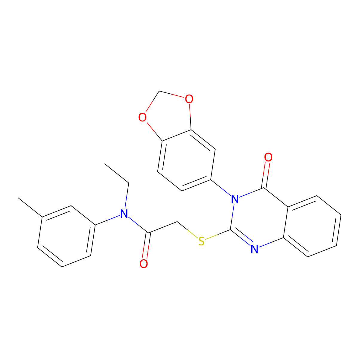 2-[3-(1,3-benzodioxol-5-yl)-4-oxoquinazolin-2-yl]sulfanyl-N-ethyl-N-(3-methylphenyl)acetamide molecular structure, CAS 6195-80-8