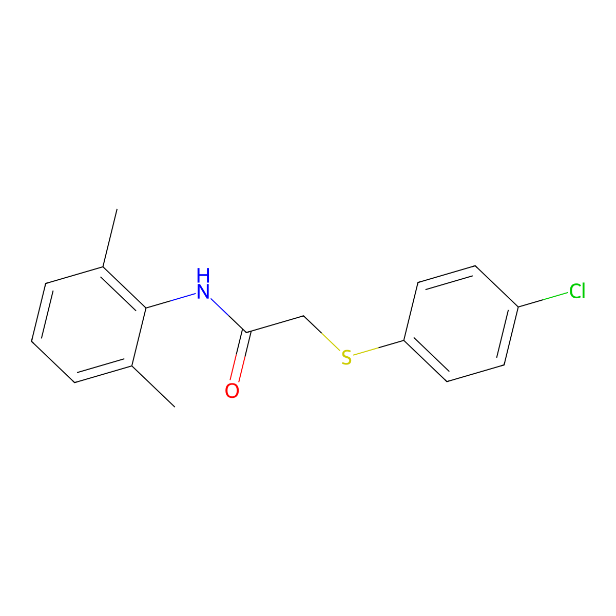 2-(4-chlorophenyl)sulfanyl-N-(2,6-dimethylphenyl)acetamide molecular structure, CAS 6195-94-4