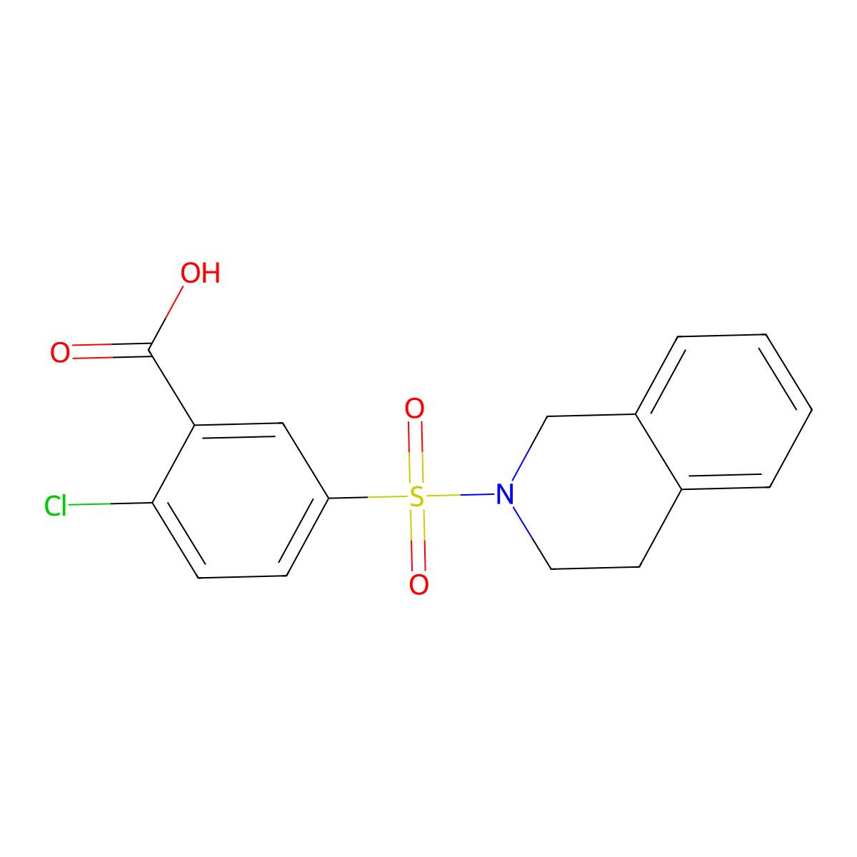 2-Chloro-5-(1,2,3,4-tetrahydroisoquinoline-2-sulfonyl)benzoic acid molecular structure, CAS 61953-08-0