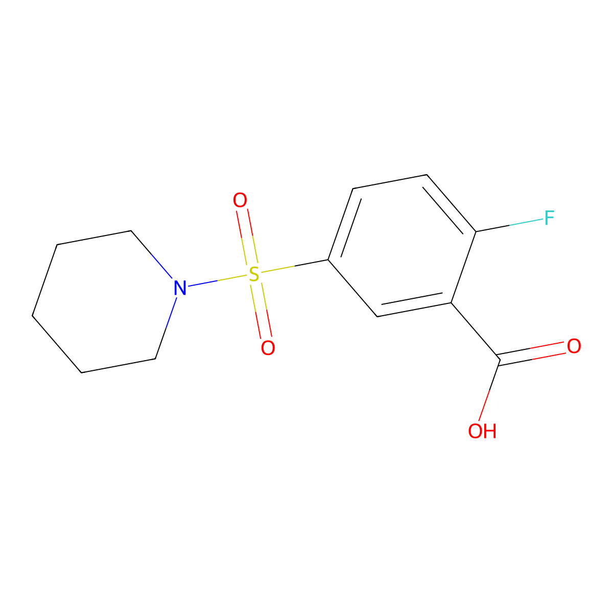 2-Fluoro-5-(piperidine-1-sulfonyl)benzoic acid molecular structure, CAS 61953-38-6