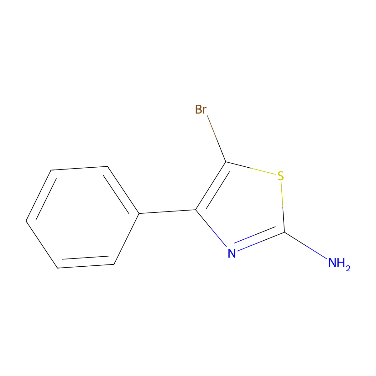 5-Bromo-4-phenyl-1,3-thiazol-2-amine molecular structure, CAS 61954-82-3