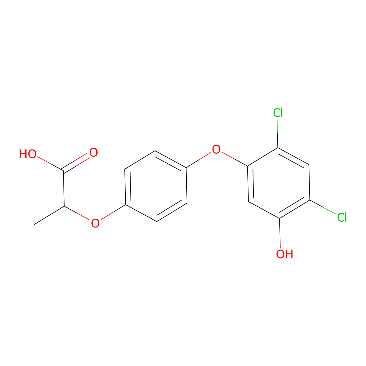2-(4-(2,4-Dichloro-5-hydroxyphenoxy)phenoxy)propanoic acid molecular structure, CAS 61955-11-1