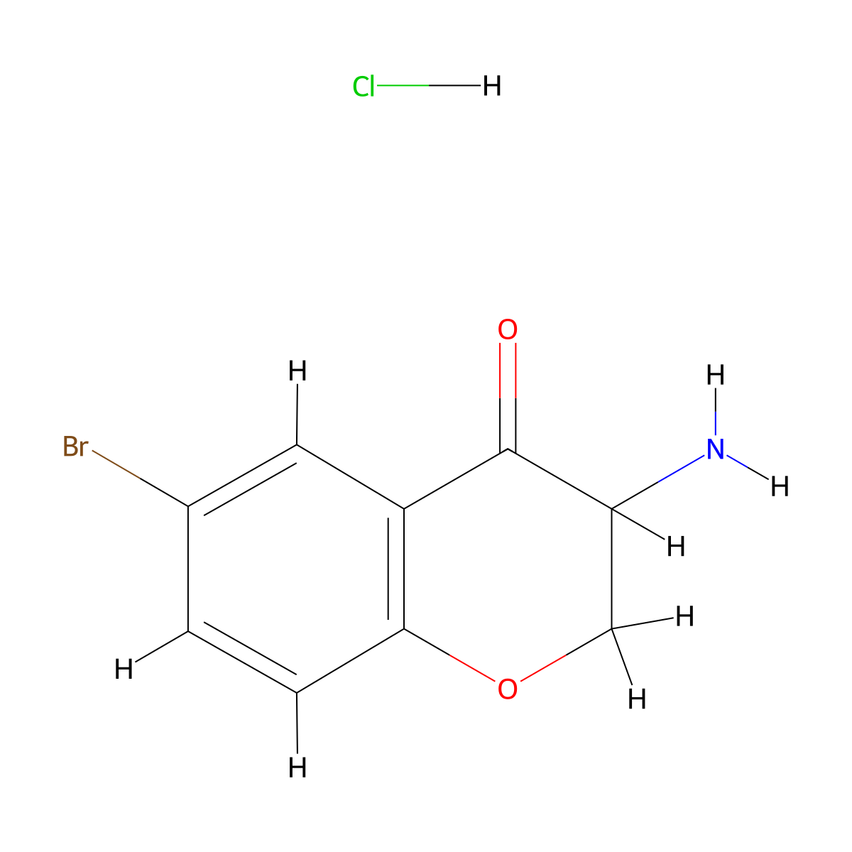 3-amino-6-bromo-3,4-dihydro-2H-1-benzopyran-4-one hydrochloride molecular structure, CAS 61961-56-6
