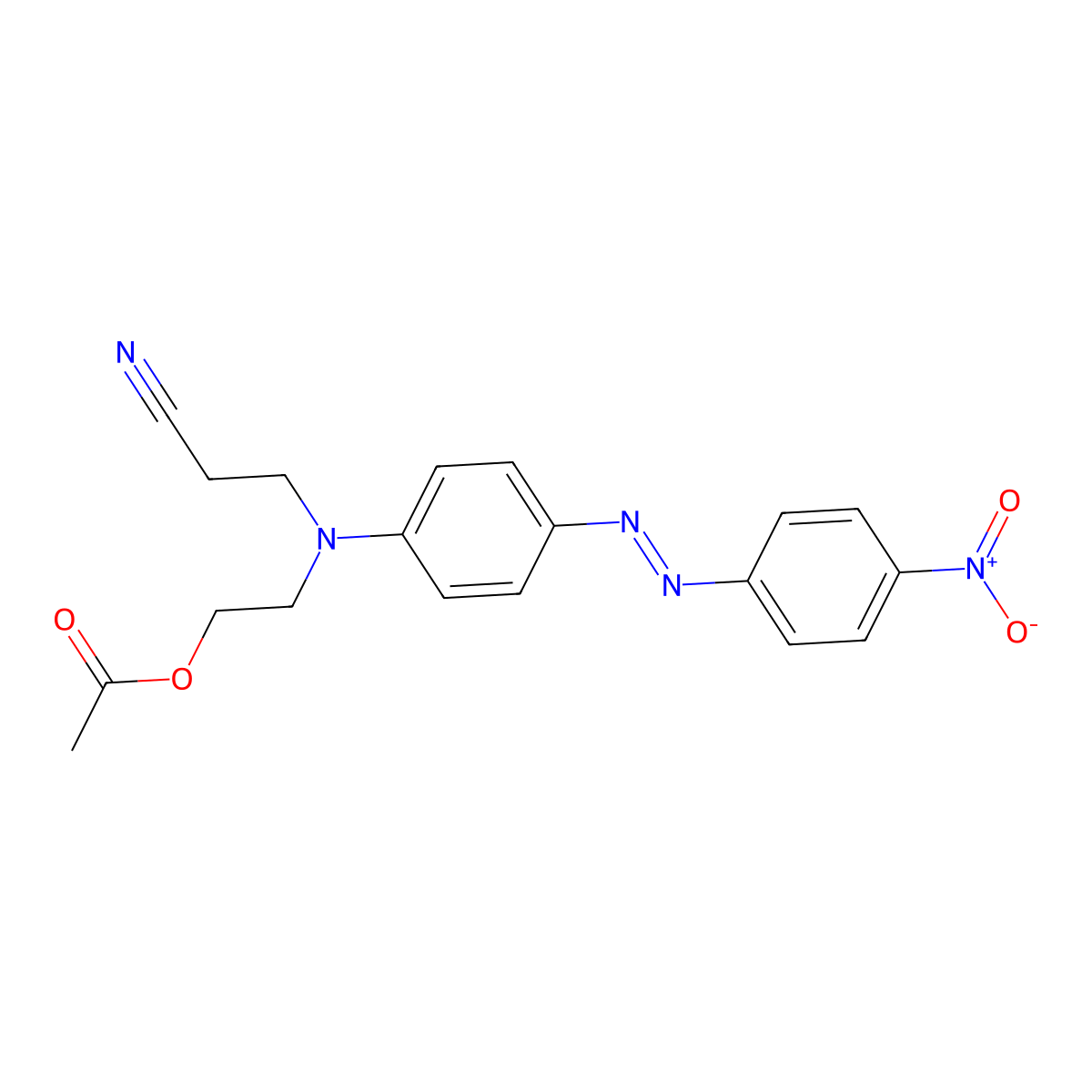 4-(4-Nitrophenylazo)-N-(2-cyanoethyl)-N-(2-acetoxyethyl)aniline molecular structure, CAS 61968-38-5