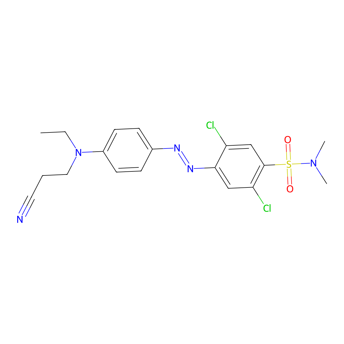 Benzenesulfonamide, 2,5-dichloro-4-[2-[4-[(2-cyanoethyl)ethylamino]phenyl]diazenyl]-N,N-dimethyl- molecular structure, CAS 61968-44-3