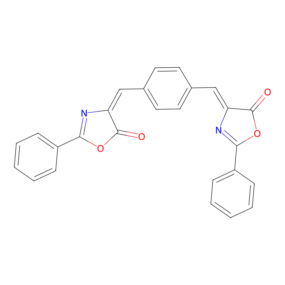5(4H)-Oxazolone, 4,4'-(1,4-phenylenedimethylidyne)bis(2-phenyl- molecular structure, CAS 61968-69-2