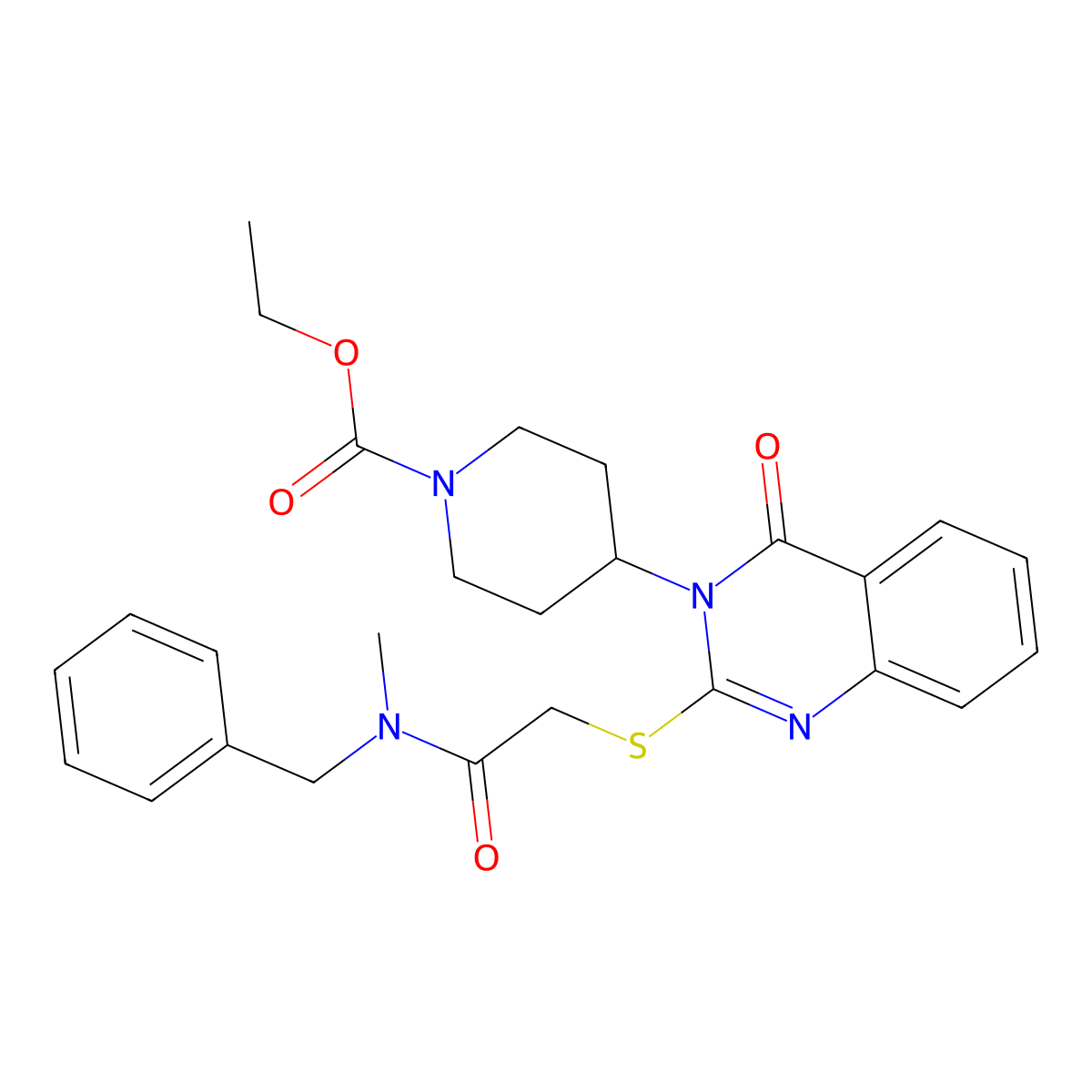 Ethyl 4-[2-({2-[benzyl(methyl)amino]-2-oxoethyl}sulfanyl)-4-oxoquinazolin-3(4H)-yl]piperidine-1-carboxylate molecular structure, CAS 6197-03-1