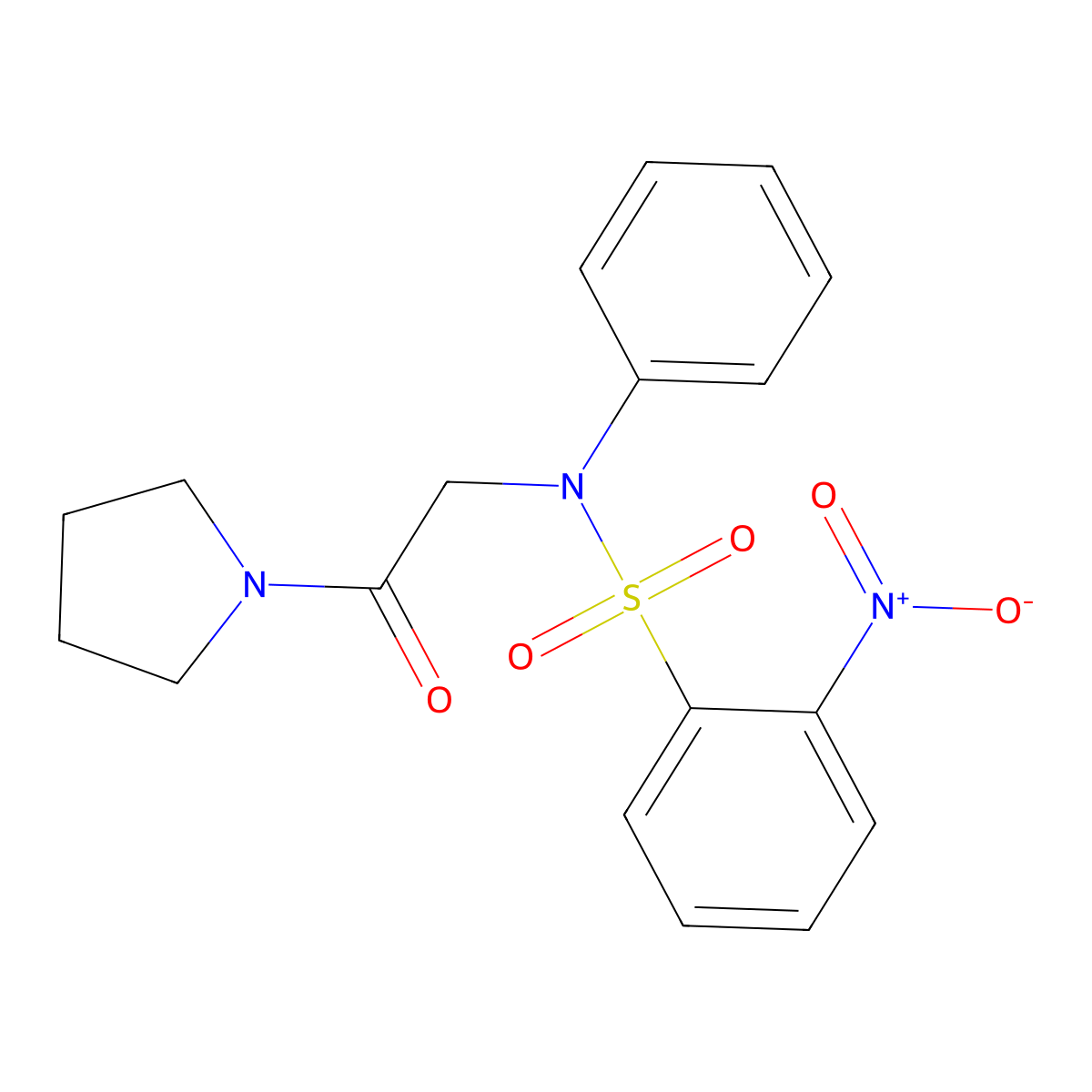 2-Nitro-N-(2-oxo-2-pyrrolidin-1-yl-ethyl)-N-phenyl-benzenesulfonamide molecular structure, CAS 6197-04-2