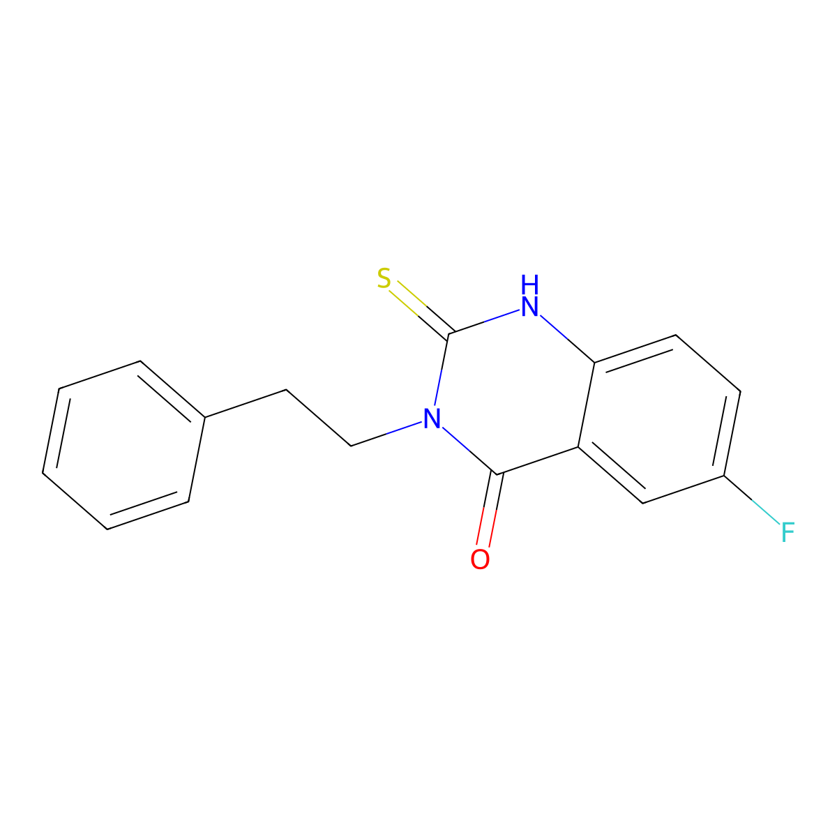 6-fluoro-3-phenethyl-2-thioxo-2,3-dihydroquinazolin-4(1H)-one molecular structure, CAS 6197-29-1