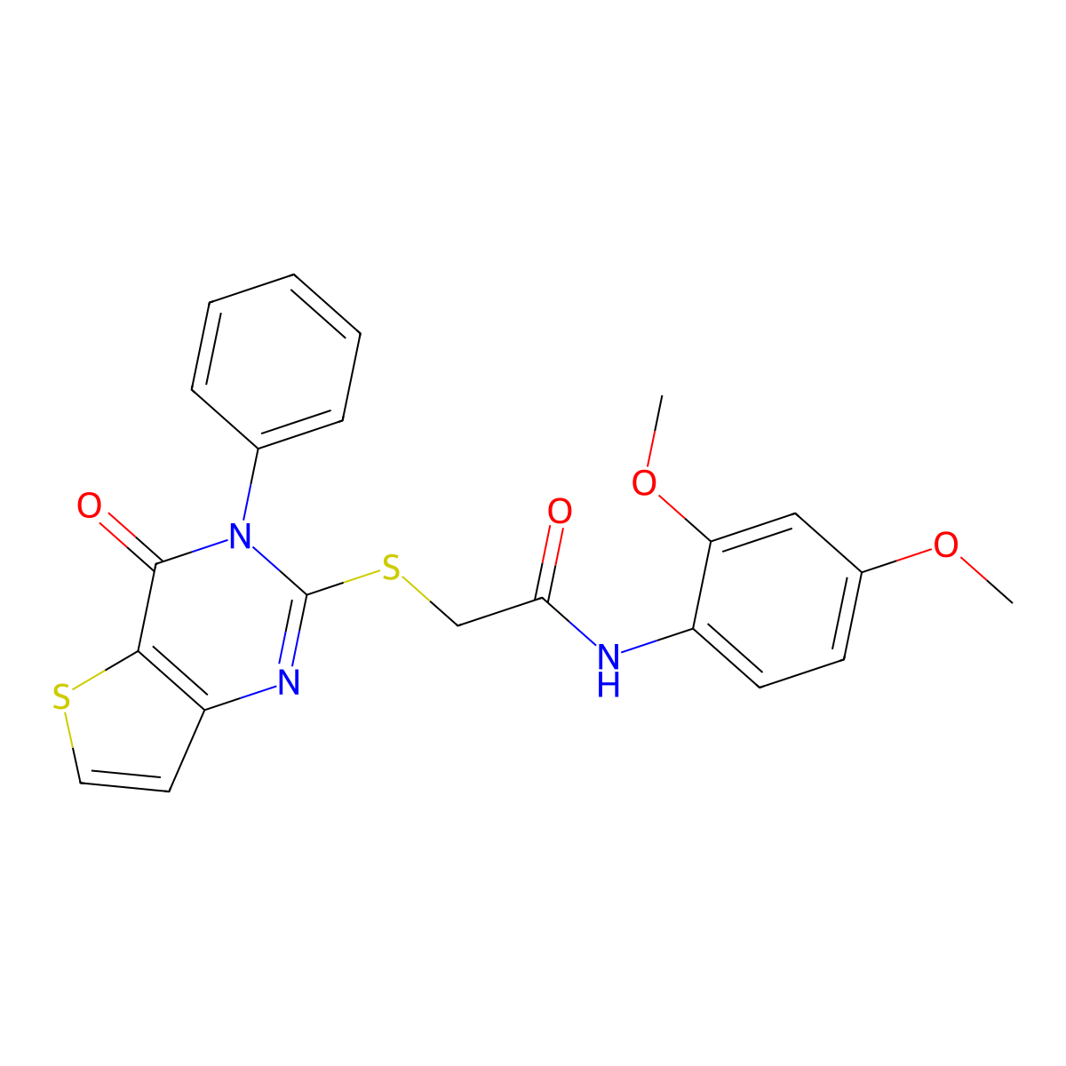 N-(2,4-dimethoxyphenyl)-2-(4-oxo-3-phenylthieno[3,2-d]pyrimidin-2-yl)sulfanylacetamide molecular structure, CAS 6197-77-9