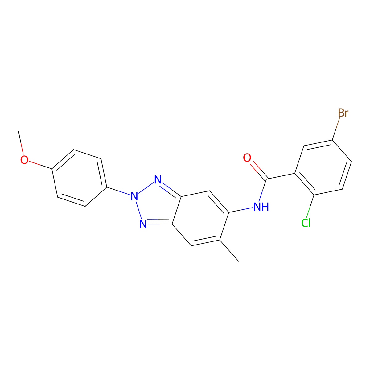 5-bromo-2-chloro-N-[2-(4-methoxyphenyl)-6-methyl-2H-1,2,3-benzotriazol-5-yl]benzamide molecular structure, CAS 6198-24-9
