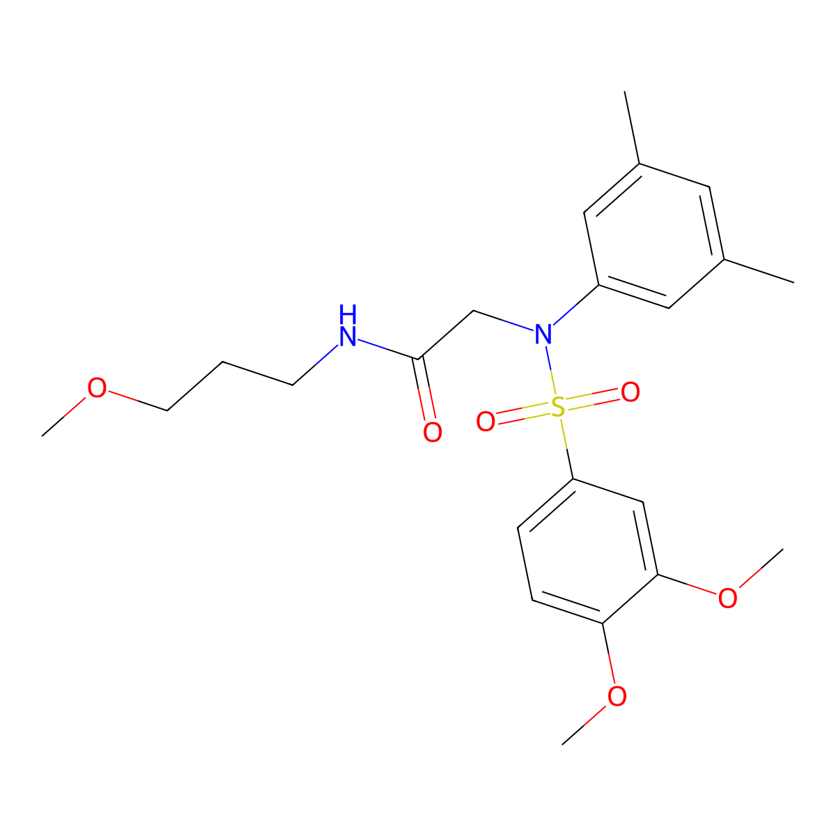 2-(N-(3,4-dimethoxyphenyl)sulfonyl-3,5-dimethylanilino)-N-(3-methoxypropyl)acetamide molecular structure, CAS 6198-46-5