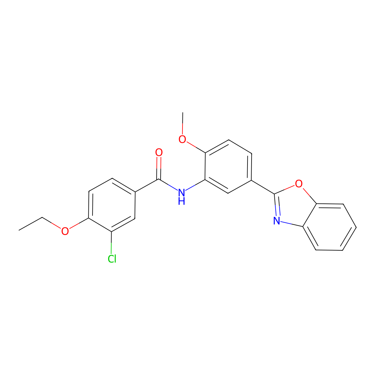 N-(5-Benzooxazol-2-yl-2-methoxy-phenyl)-3-chloro-4-ethoxy-benzamide molecular structure, CAS 6198-56-7