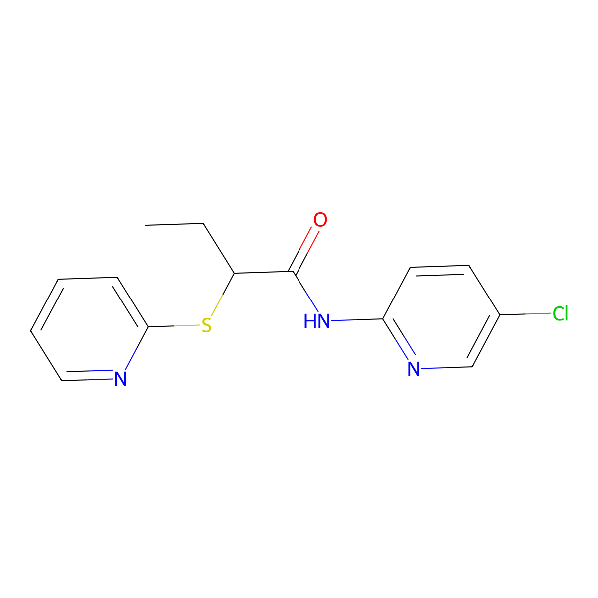 N-(5-chloropyridin-2-yl)-2-pyridin-2-ylsulfanylbutanamide molecular structure, CAS 6198-82-9