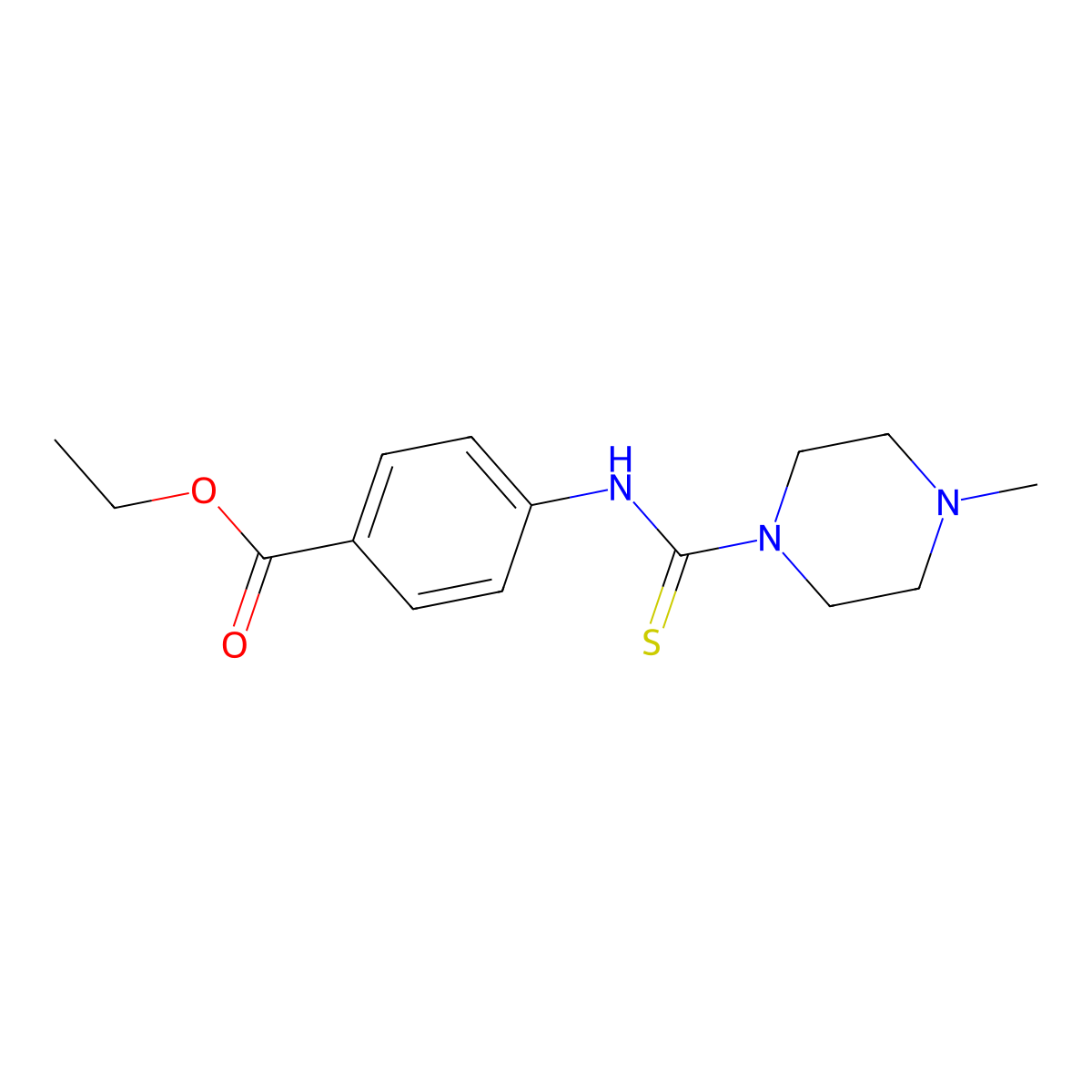 Ethyl 4-[(4-methylpiperazine-1-carbothioyl)amino]benzoate molecular structure, CAS 6198-89-6