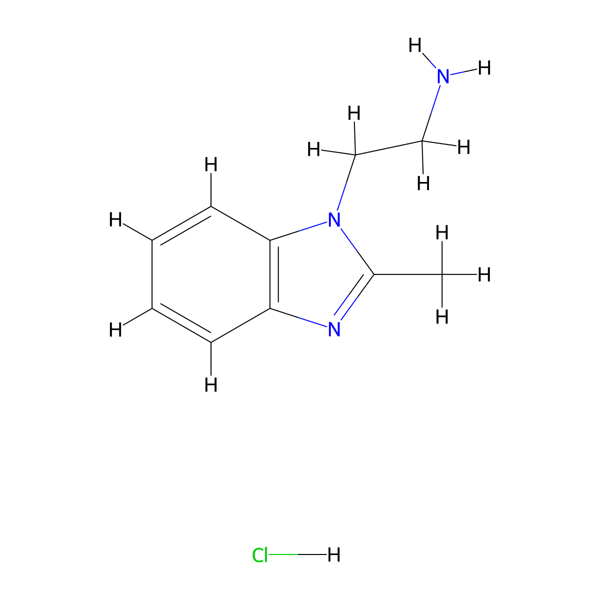 2-(2-Methyl-1H-benzimidazol-1-yl)ethan-1-amine--hydrogen chloride (1/1) molecular structure, CAS 61981-79-1
