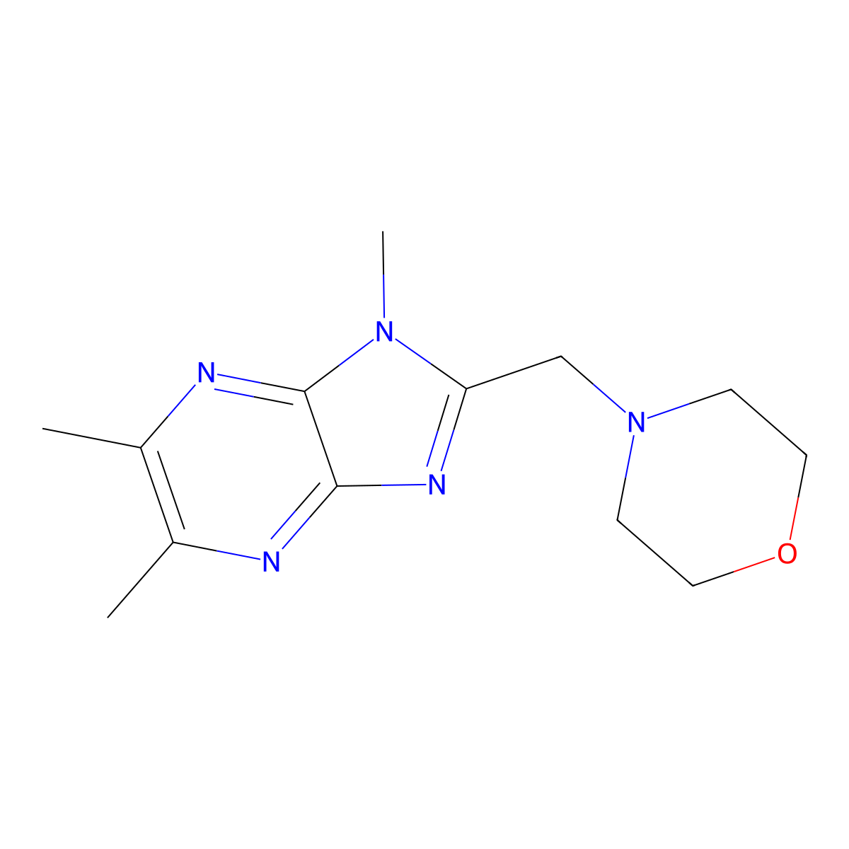 1H-Imidazo[4,5-b]pyrazine, 1,5,6-trimethyl-2-(4-morpholinylmethyl)- molecular structure, CAS 61982-37-4