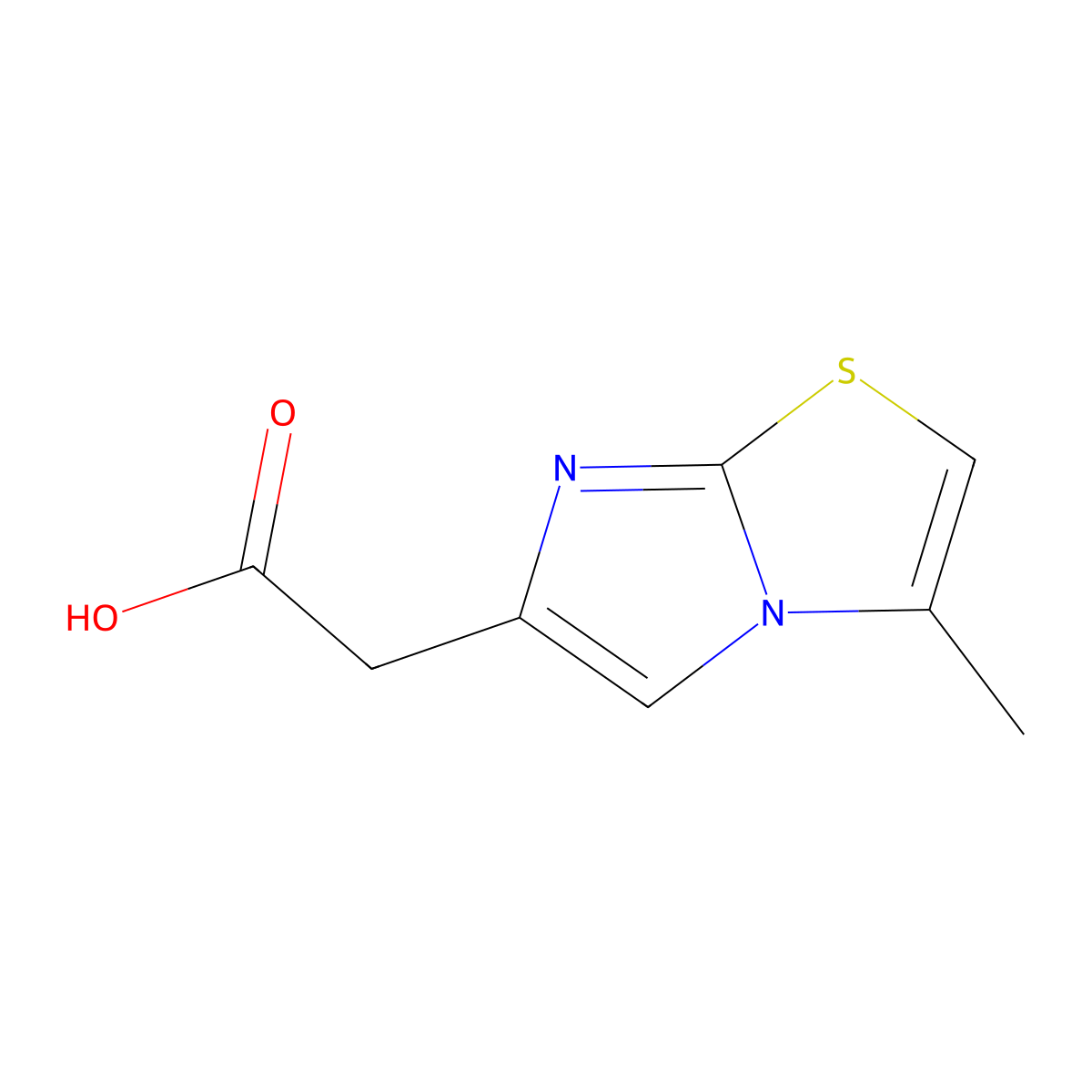 2-(3-Methylimidazo(2,1-b)(1,3)thiazol-6-yl)acetic acid molecular structure, CAS 61984-78-9