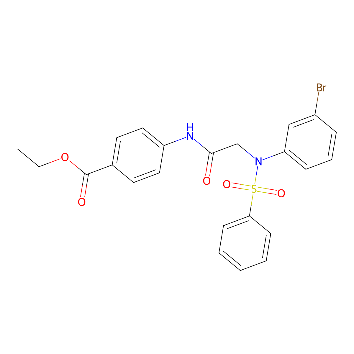 Ethyl 4-{[N-(benzenesulfonyl)-N-(3-bromophenyl)glycyl]amino}benzoate molecular structure, CAS 6199-17-3