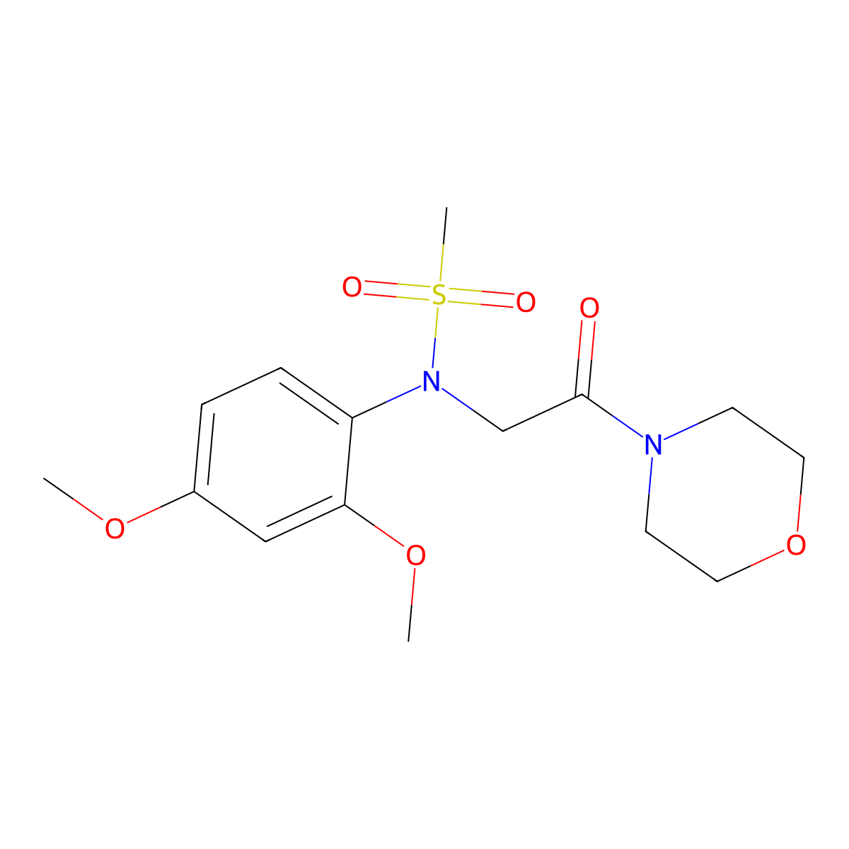 N-(2,4-Dimethoxy-phenyl)-N-(2-morpholin-4-yl-2-oxo-ethyl)-methanesulfonamide molecular structure, CAS 6199-72-0