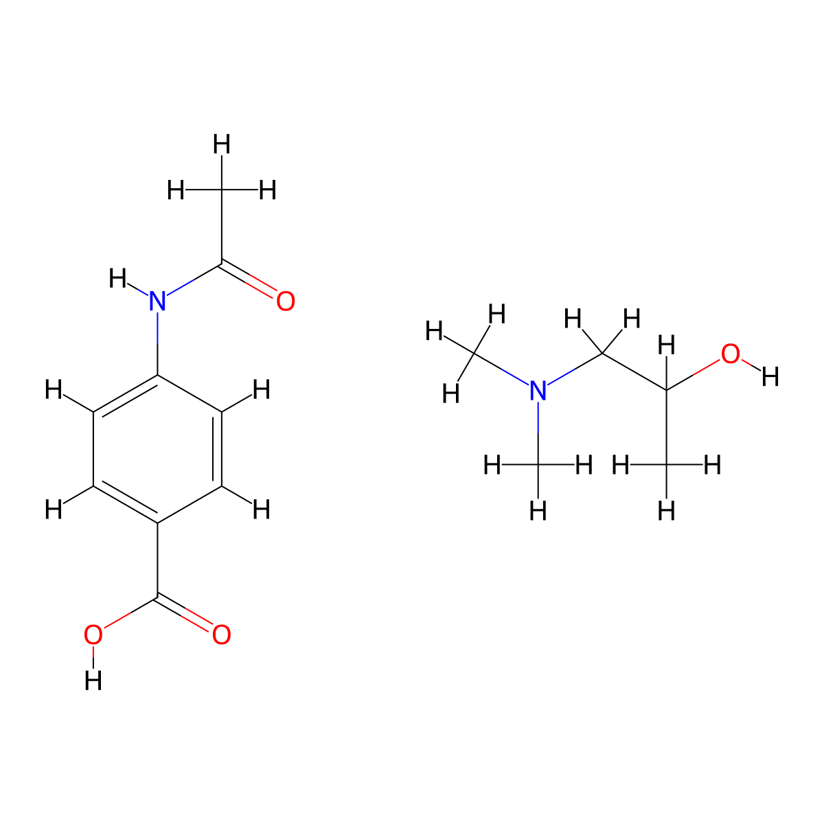 4-(Acetylamino)benzoic acid-1-(dimethylamino)-2-propanol molecular structure, CAS 61990-51-0