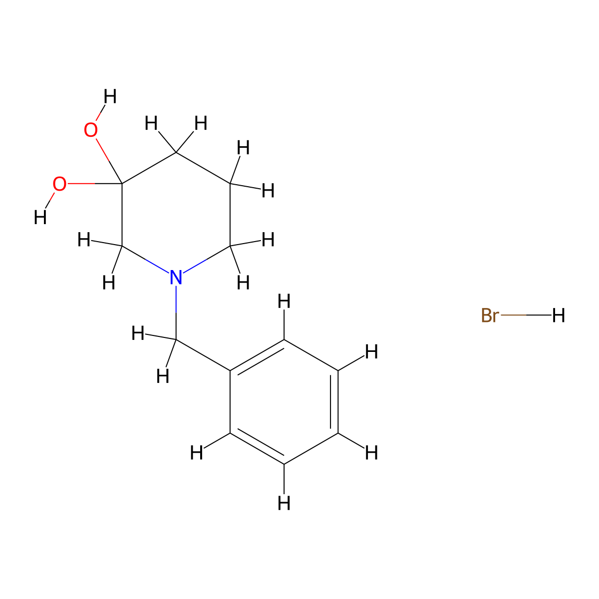 1-Benzylpiperidine-3,3-diol hydrobromide molecular structure, CAS 61995-16-2