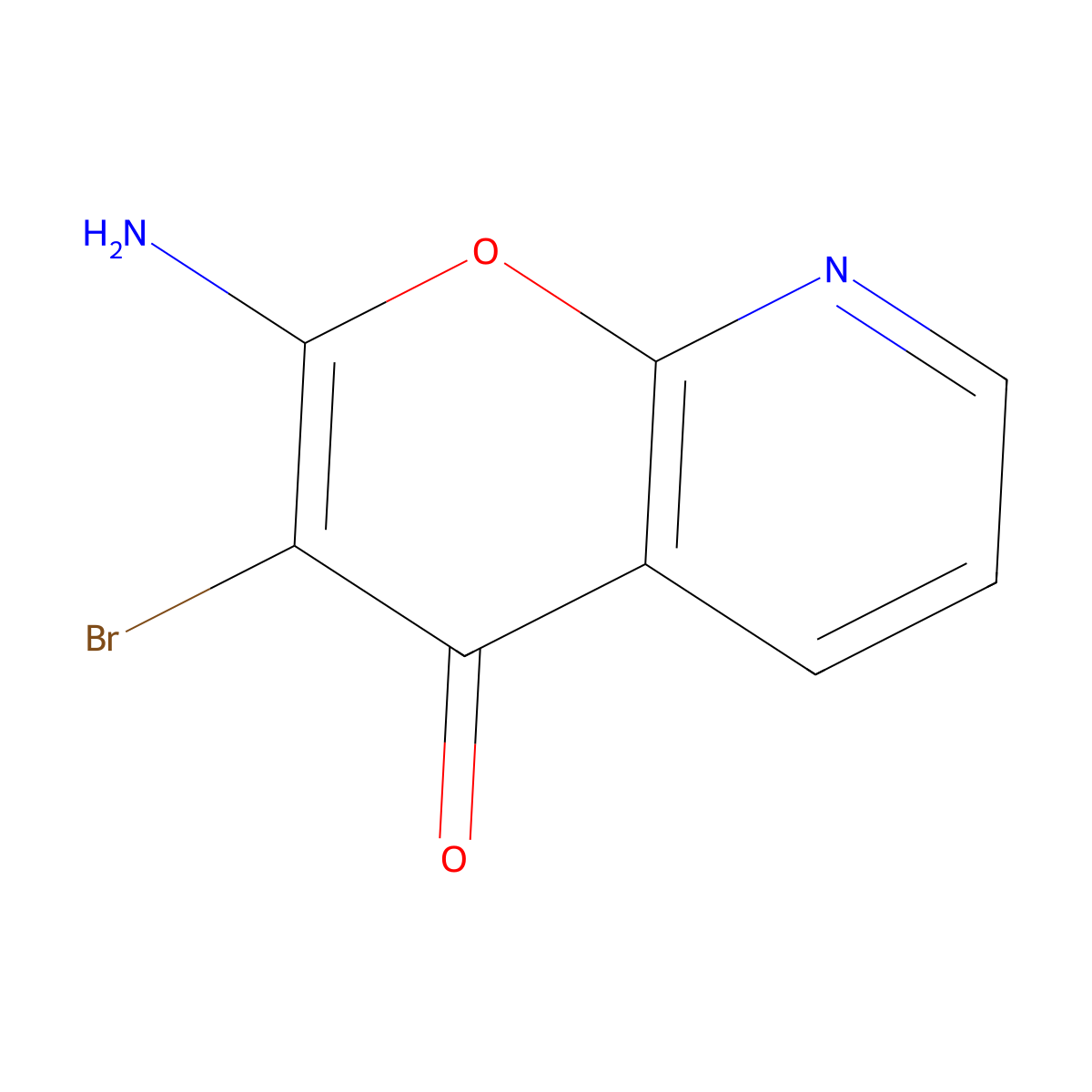 4H-Pyrano[2,3-b]pyridin-4-one, 2-amino-3-bromo- molecular structure, CAS 61997-18-0