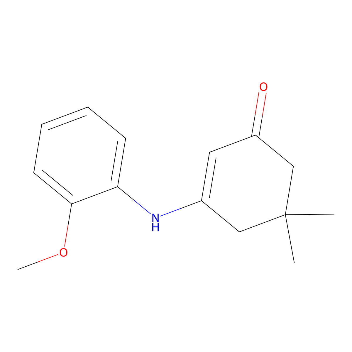 3-(2-Methoxyanilino)-5,5-dimethylcyclohex-2-en-1-one molecular structure, CAS 61997-80-6