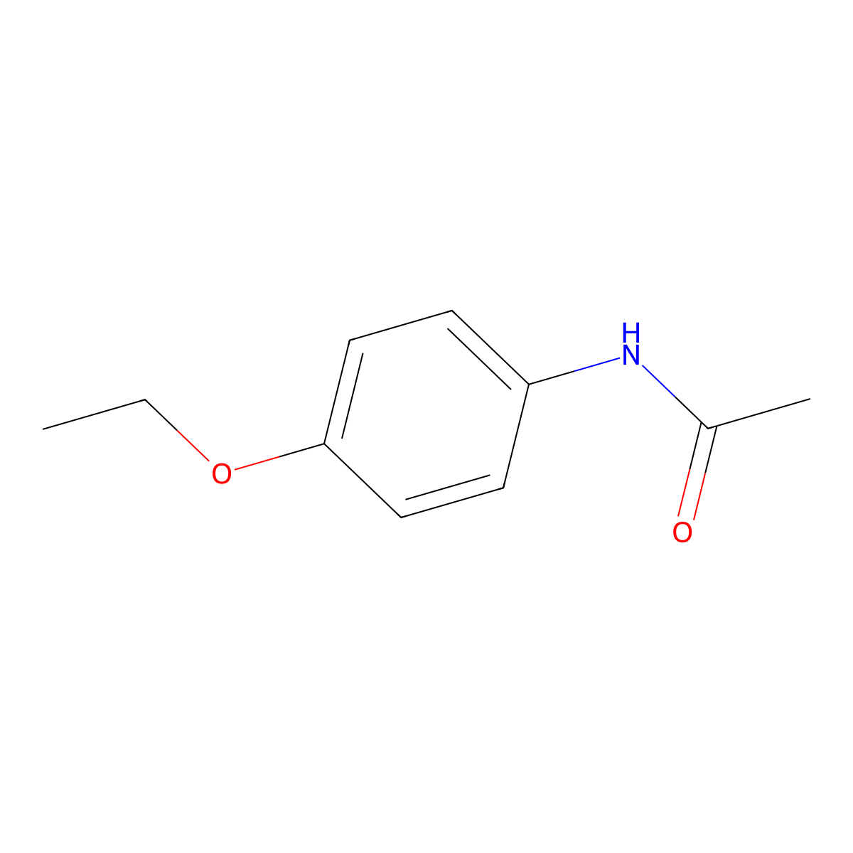 Phenacetin molecular structure, CAS 62-44-2
