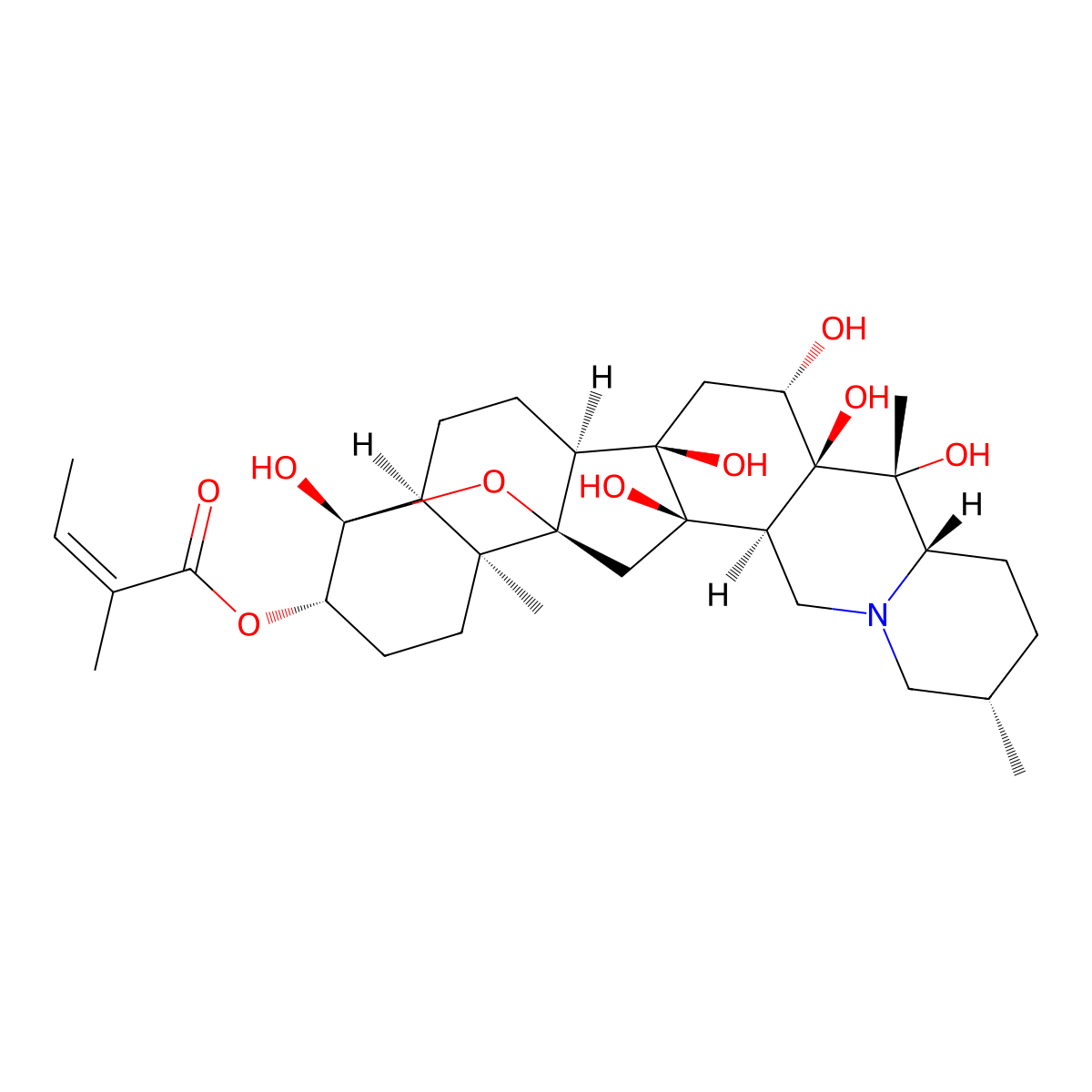 Cevadine molecular structure, CAS 62-59-9