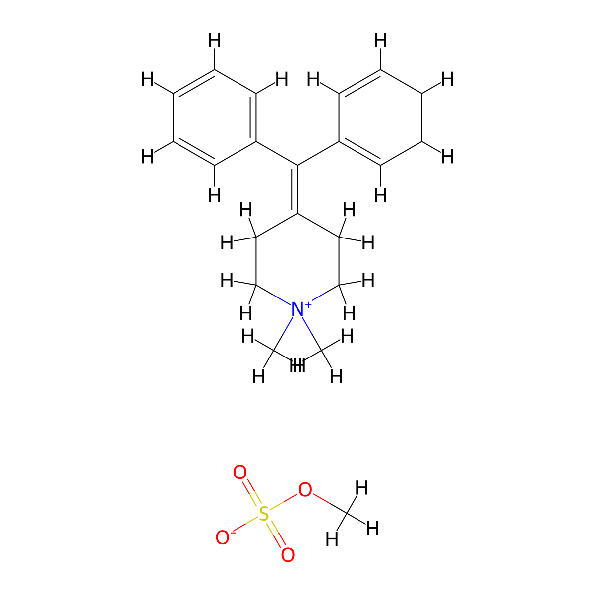 Diphemanil methyl sulfate molecular structure, CAS 62-97-5