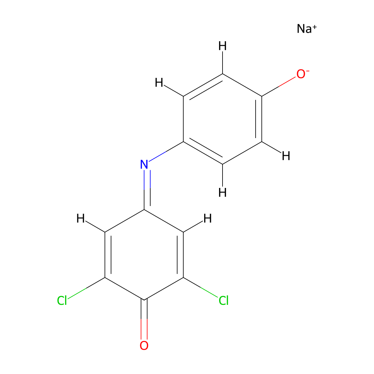 2,6-Dichloroindophenol sodium molecular structure, CAS 620-45-1