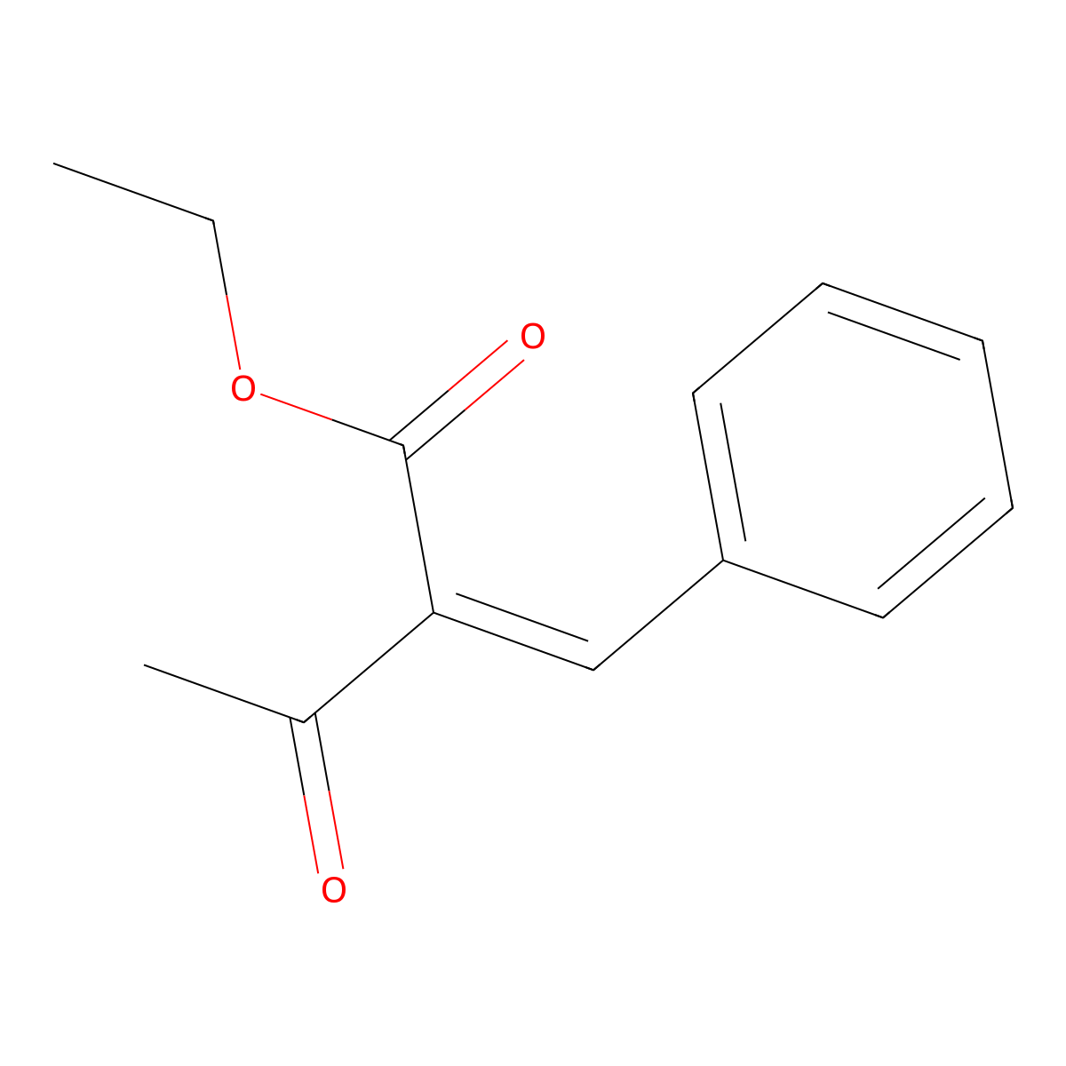 Ethyl 3-oxo-2-(phenylmethylene)butanoate molecular structure, CAS 620-80-4