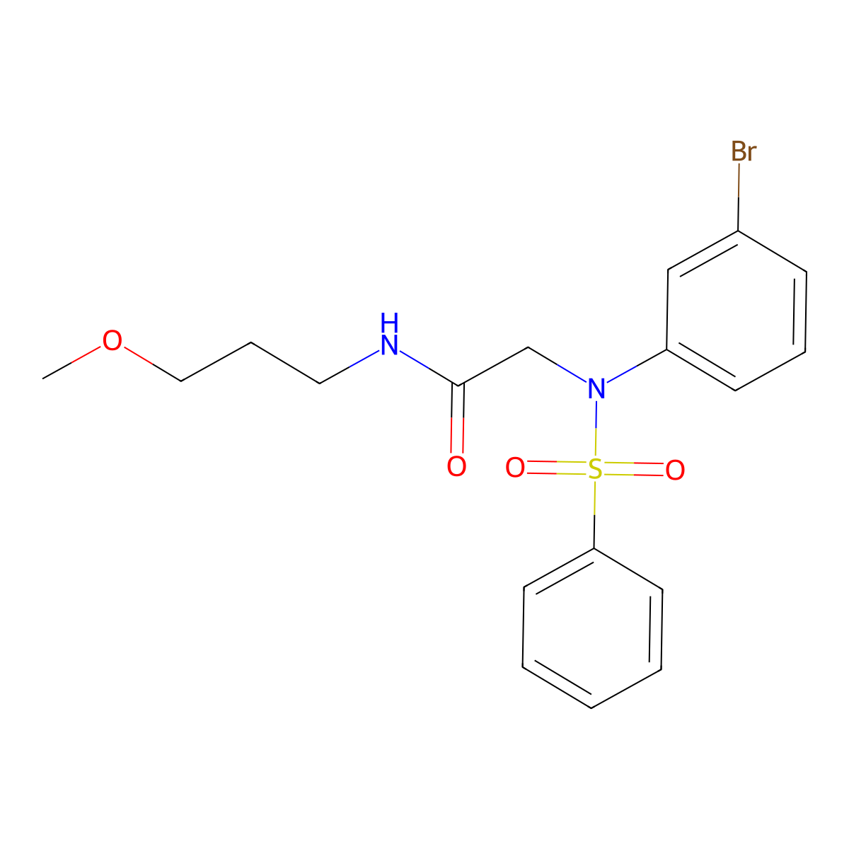 2-[N-(benzenesulfonyl)-3-bromoanilino]-N-(3-methoxypropyl)acetamide molecular structure, CAS 6200-32-4