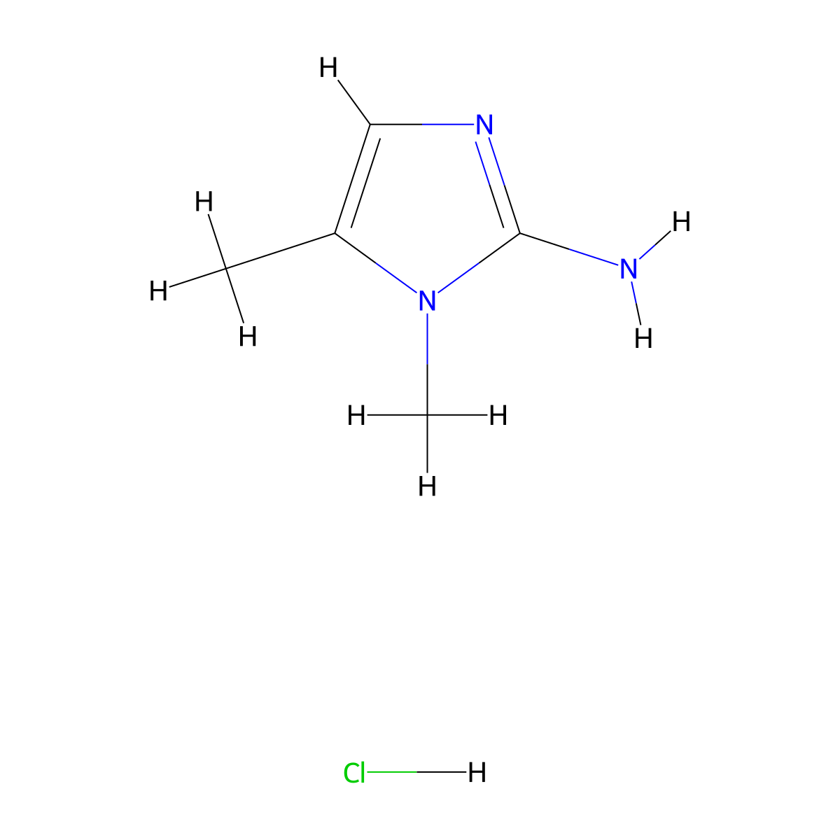 1,5-dimethyl-1H-imidazol-2-amine hydrochloride molecular structure, CAS 6200-63-1