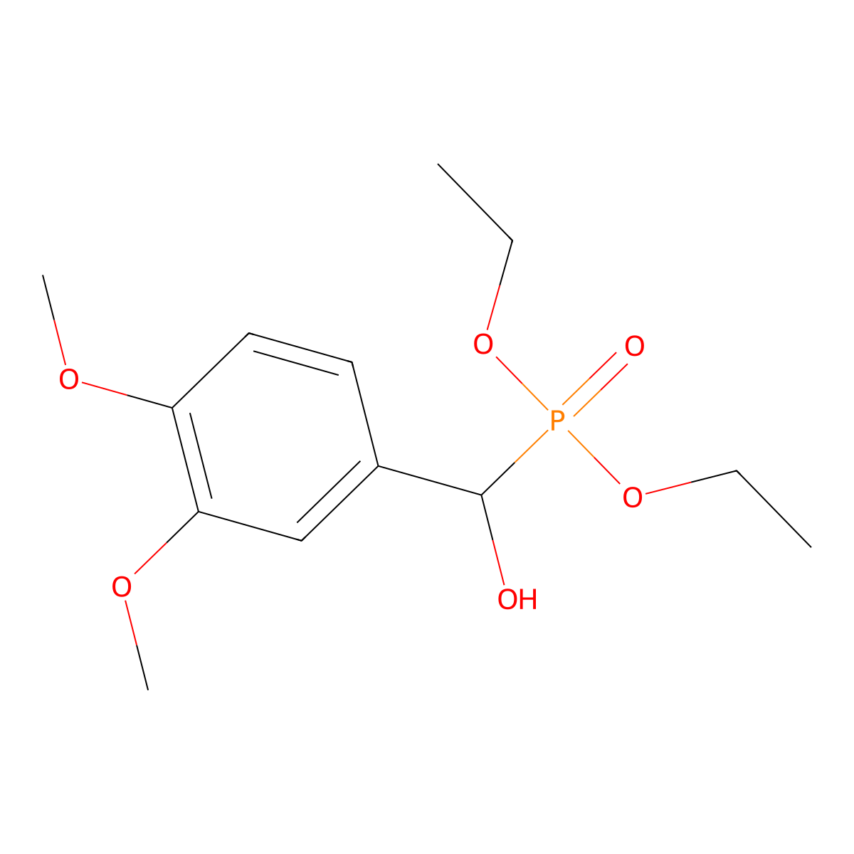 Diethoxyphosphoryl-(3,4-dimethoxyphenyl)methanol molecular structure, CAS 62002-64-6