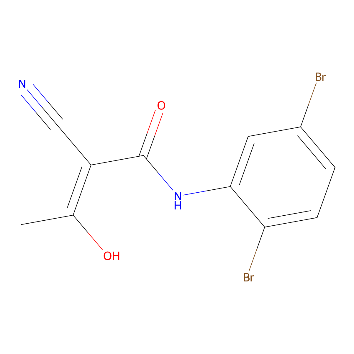2-Cyano-N-(2,5-dibromophenyl)-3-hydroxy-2-butenamide molecular structure, CAS 62004-35-7