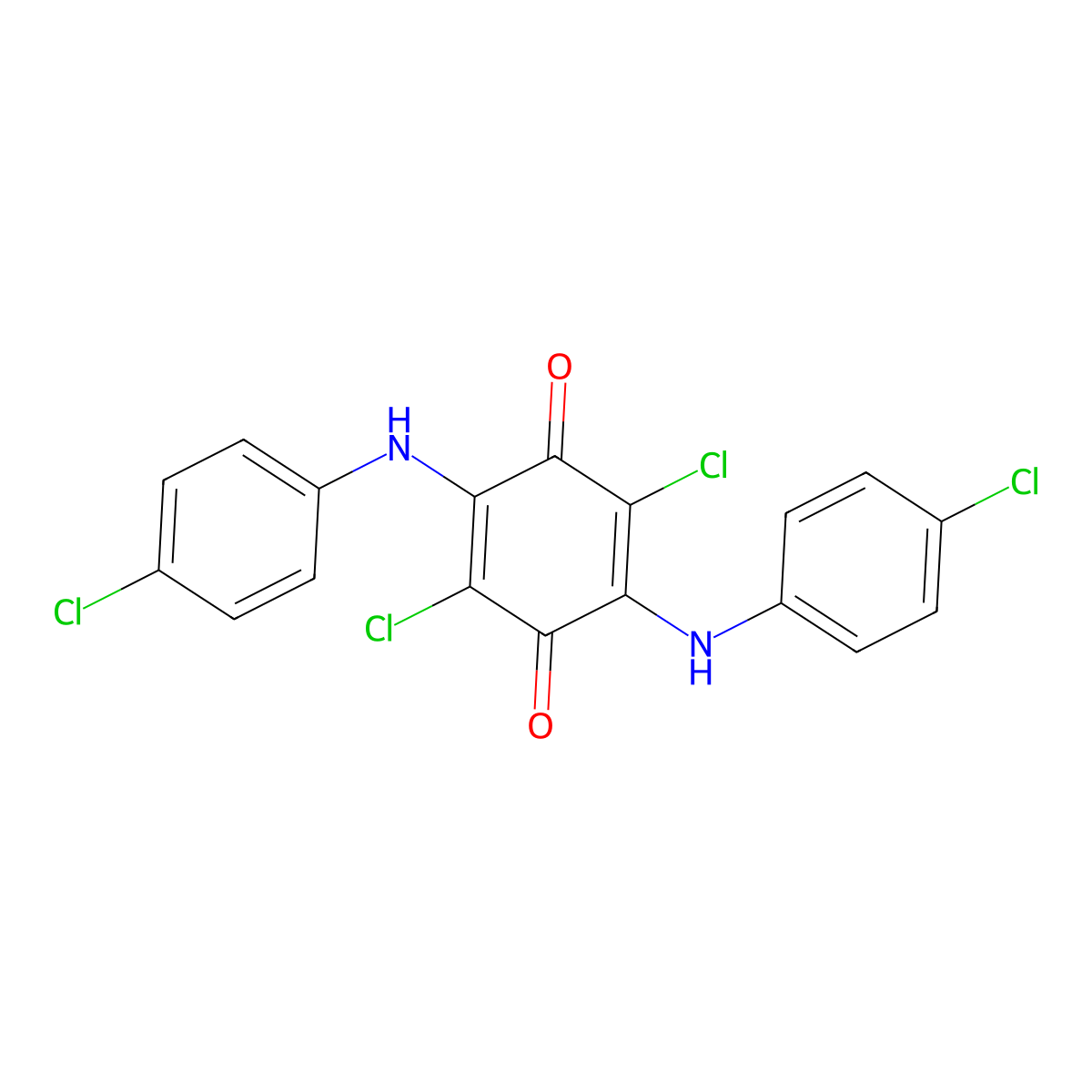 2,5-Dichloro-3,6-bis(4-chloroanilino)cyclohexa-2,5-diene-1,4-dione molecular structure, CAS 6201-69-0