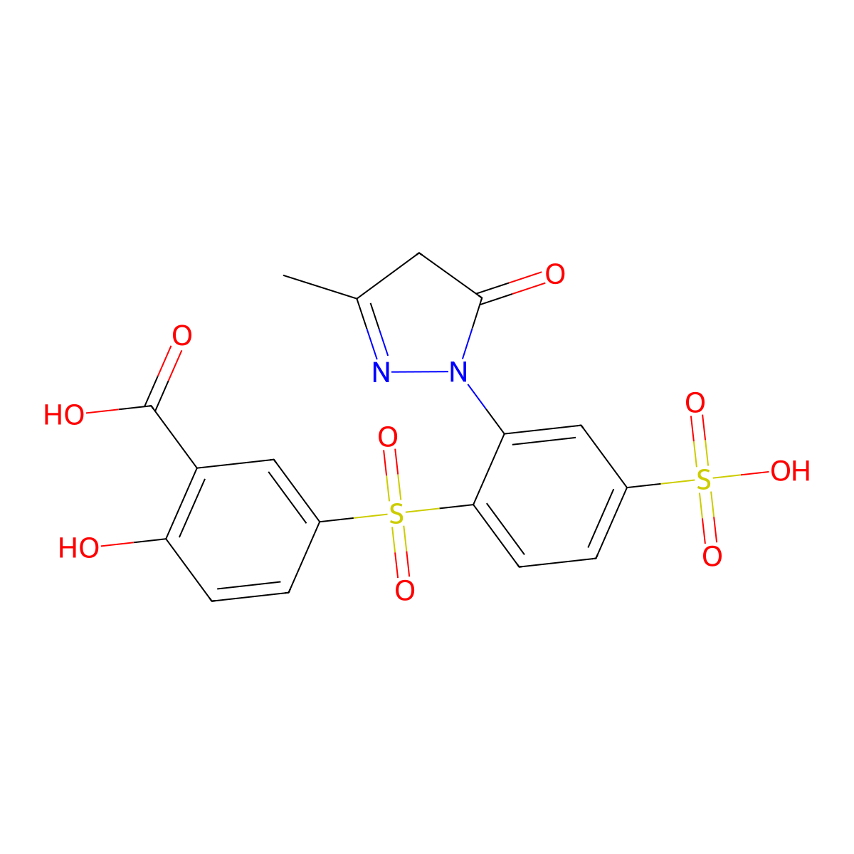 5-((2-(4,5-dihydro-3-methyl-5-oxo-1H-pyrazol-1-yl)-4-sulphophenyl)sulphonyl)salicylic acid molecular structure, CAS 6201-75-8
