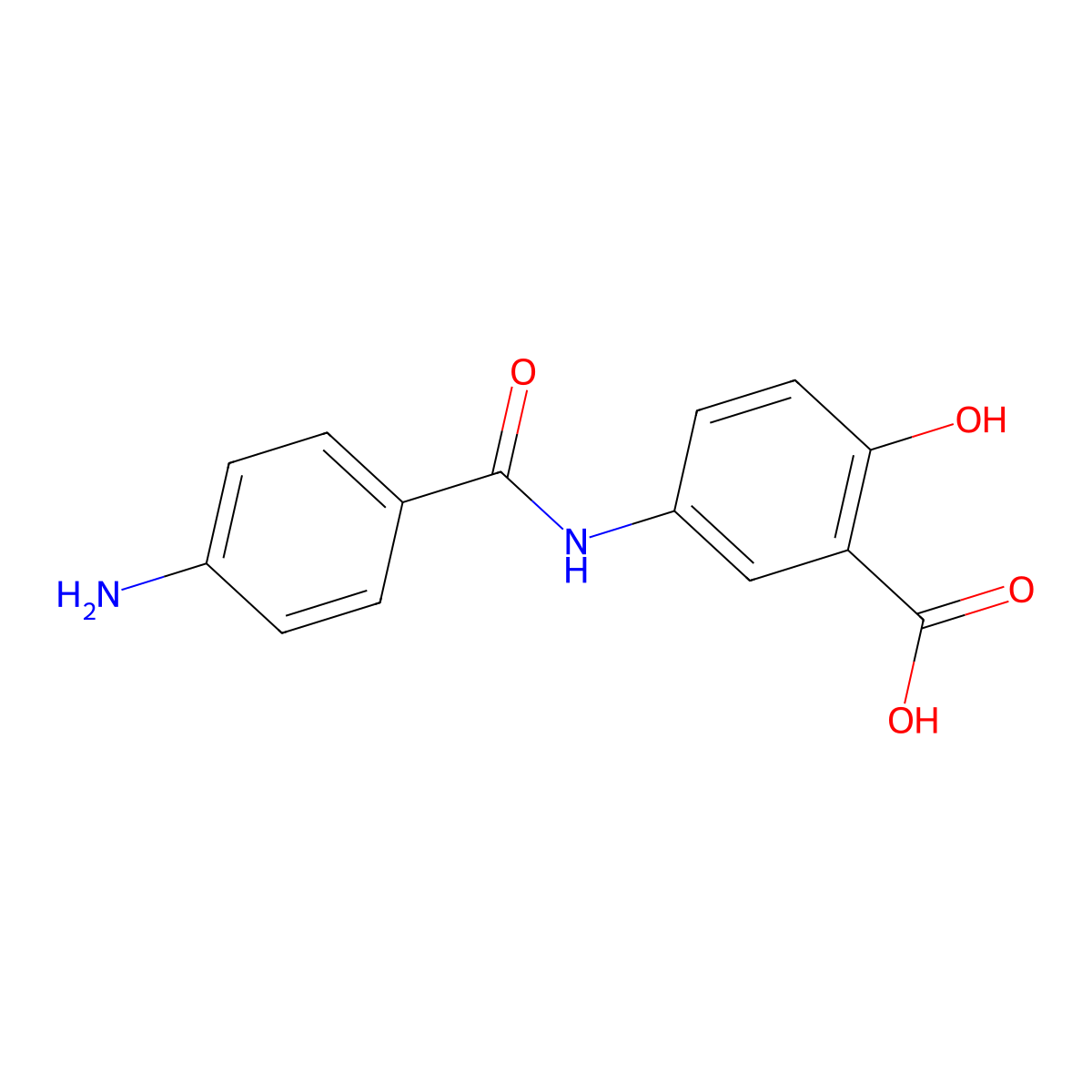 5-((4-Aminobenzoyl)amino)salicylic acid molecular structure, CAS 6201-78-1