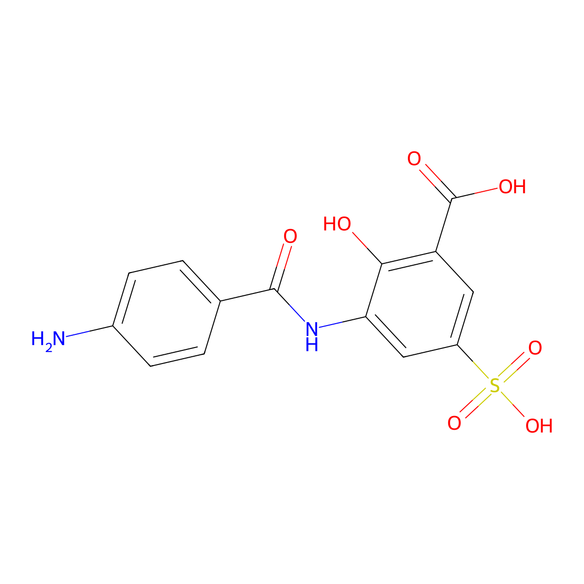 3-((4-Aminobenzoyl)amino)-5-sulphosalicylic acid molecular structure, CAS 6201-80-5